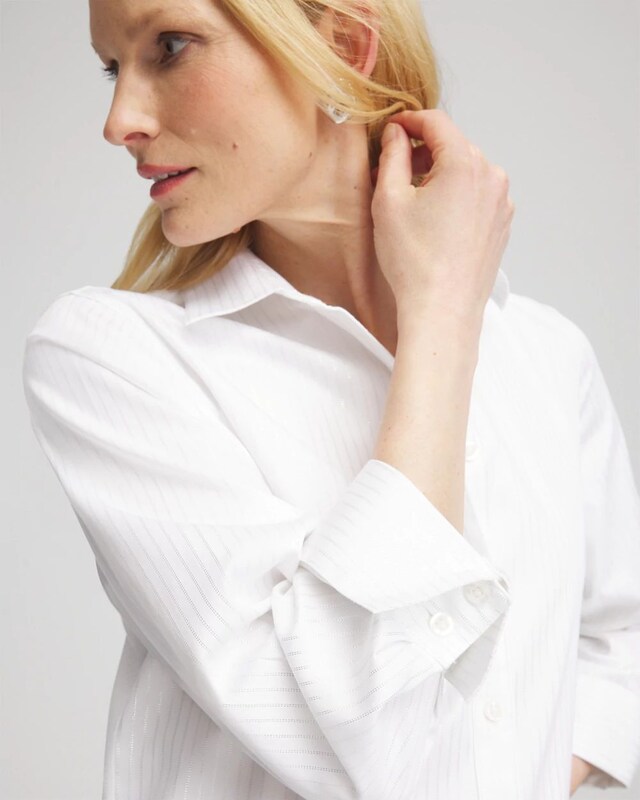 No Iron Lurex Stripe Shirt - image 4